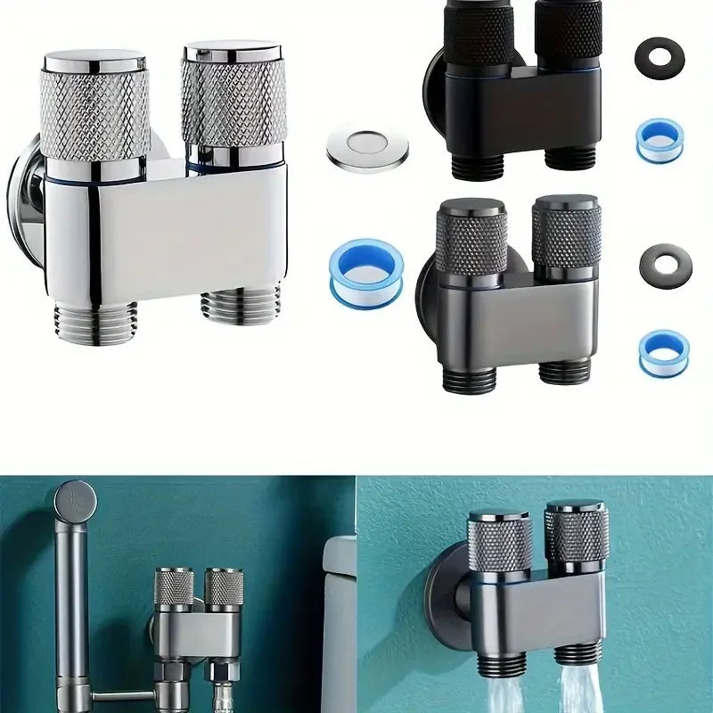 Dual Outlet Corner Valve G1/2 – 1-In 2-Out Alloy Angle Valve