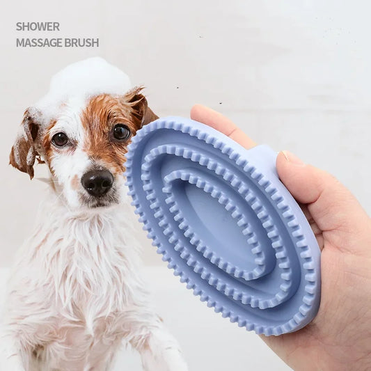 Dog & Cat Bath Brush – Rubber Bristle Massage Grooming Comb Pet Grooming Brush Peaceful Pleasures Health and Wellness