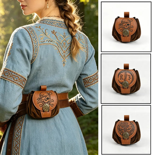 Steampunk Medieval Punk Fanny Packs Men Pu Leather Coin Purse Peaceful Pleasures Health and Wellness