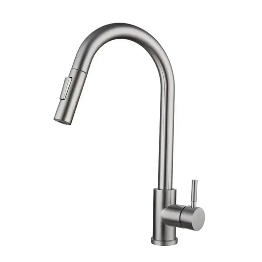 Pull-Out Kitchen Faucet Single Hole | Chrome & Black Mixer Tap Kitchen Mixer Faucet Peaceful Pleasures Health and Wellness