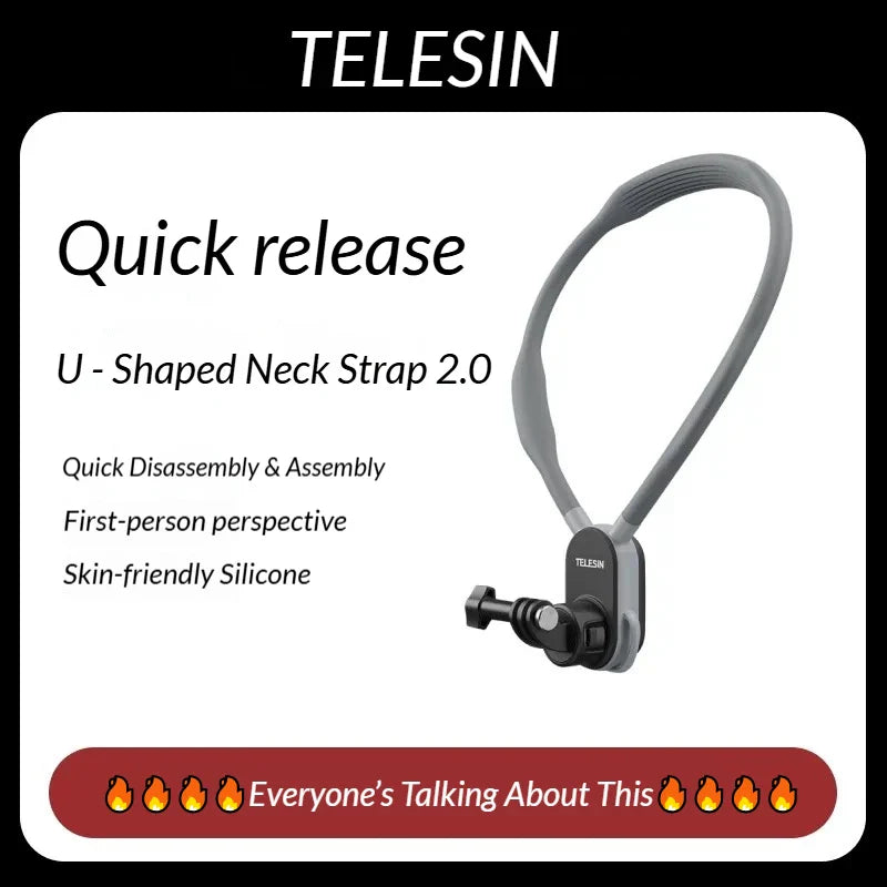 TELESIN Magnetic POV Neck Mount – GoPro, Insta360, DJI & Phone