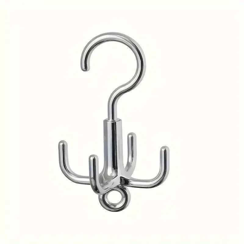 Rotating 4-Claw Coat Hook | Punch-Free Wall Hanger & Organizer Rotating Wall Hook Peaceful Pleasures Health and Wellness Silver