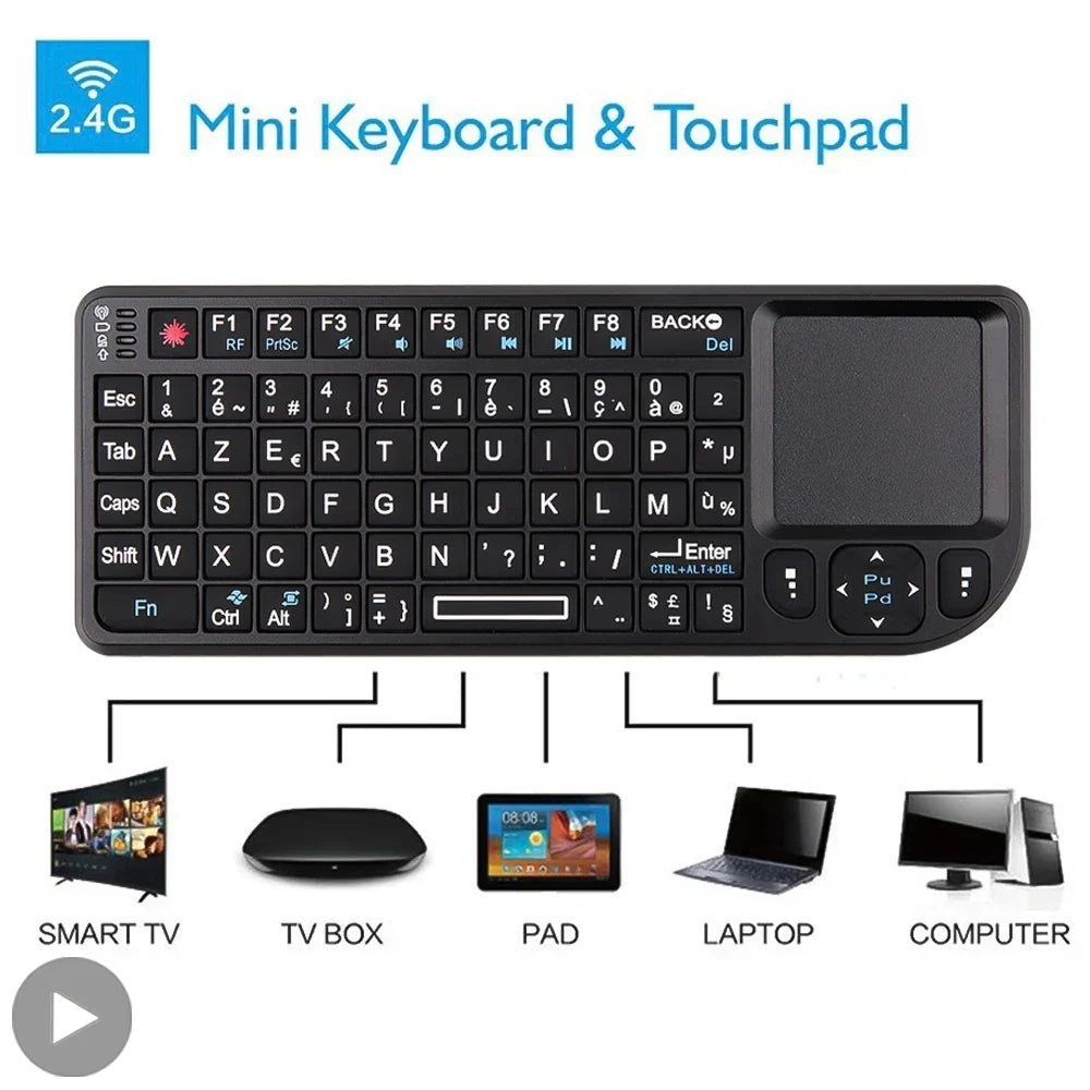 AyeBeau RGB Mini Wireless Keyboard Touchpad | French Spanish Russian