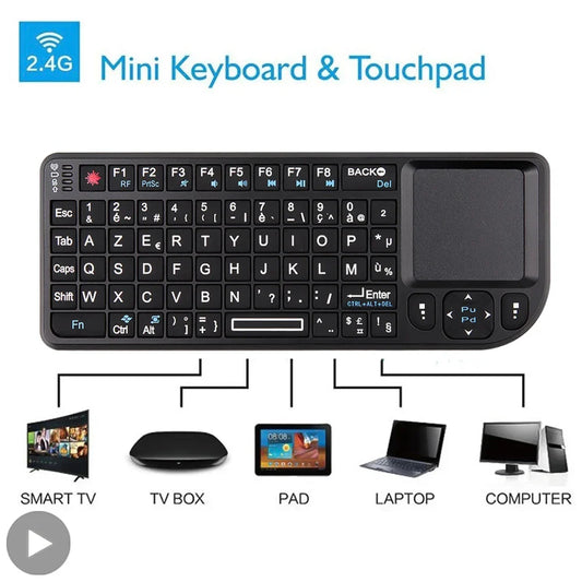 AyeBeau RGB Mini Wireless Keyboard Touchpad | French Spanish Russian Wireless Keyboard Oasis Select