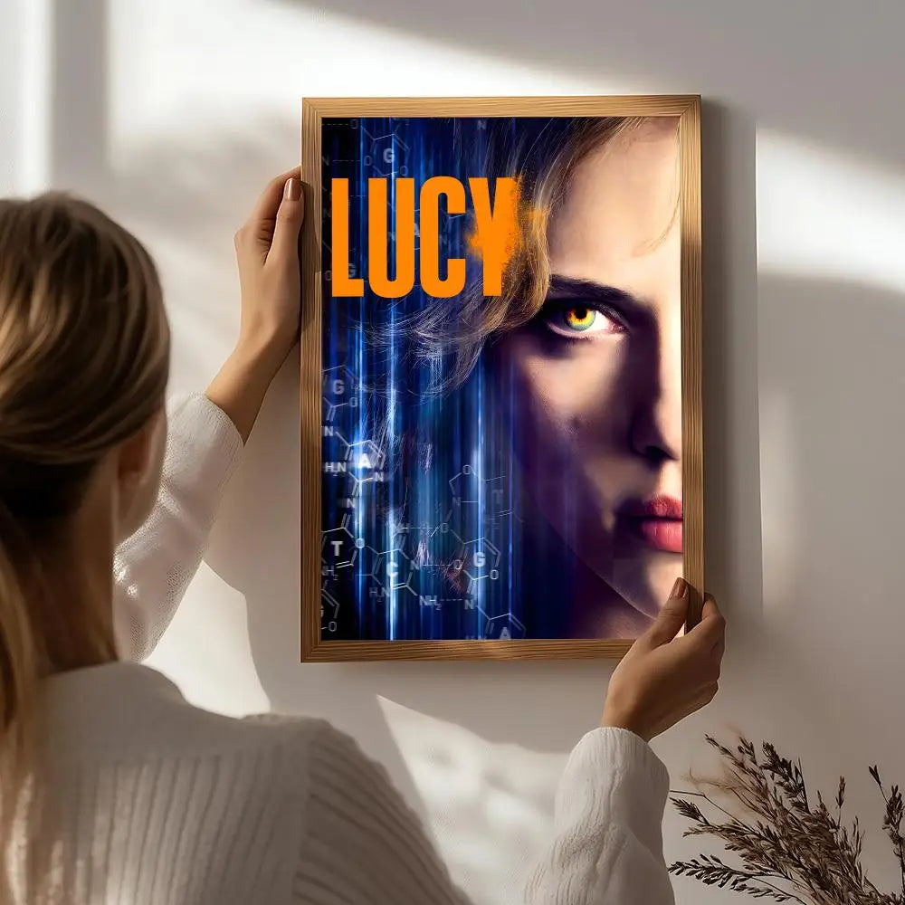 Movie L-Lucy Poster HD Self Adhesive Waterproof Wall Art Ideal for Home Office Dorm Bedroom Great Gift Peaceful Pleasures Health and Wellness White1 40X50cmNoframe