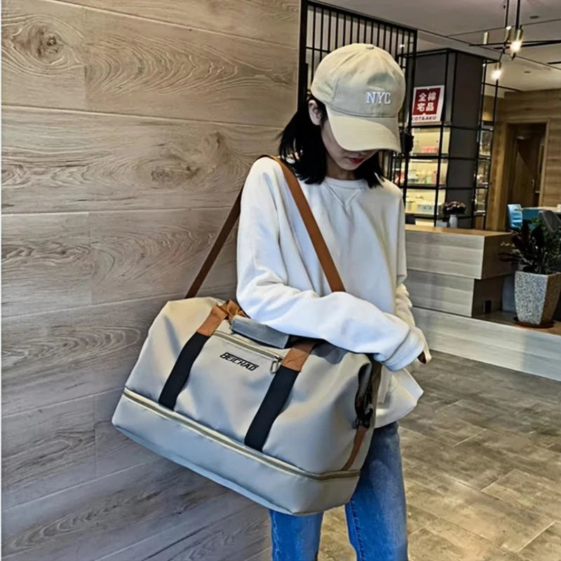 Portable fitness bag, travel outdoor short-distance business trip luggage bag Li girls shoulder crossbody chest bag handbag Peaceful Pleasures Health and Wellness