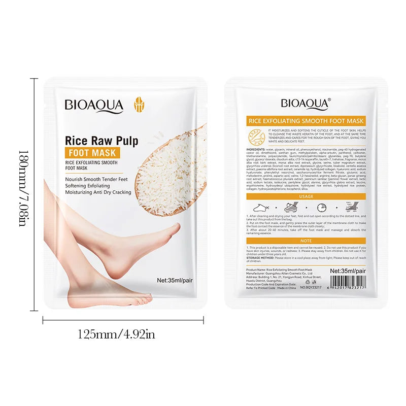 BIOAQUA White Rice Foot Peel Mask – Exfoliate & Moisturize