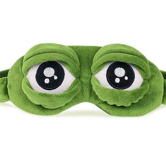 3D Sad Frog Sleep Mask Natural Sleeping Eyeshade Cover Shade Eye Patch Women Men Soft Portable Blindfold Travel Eyepatch Peaceful Pleasures Health and Wellness green