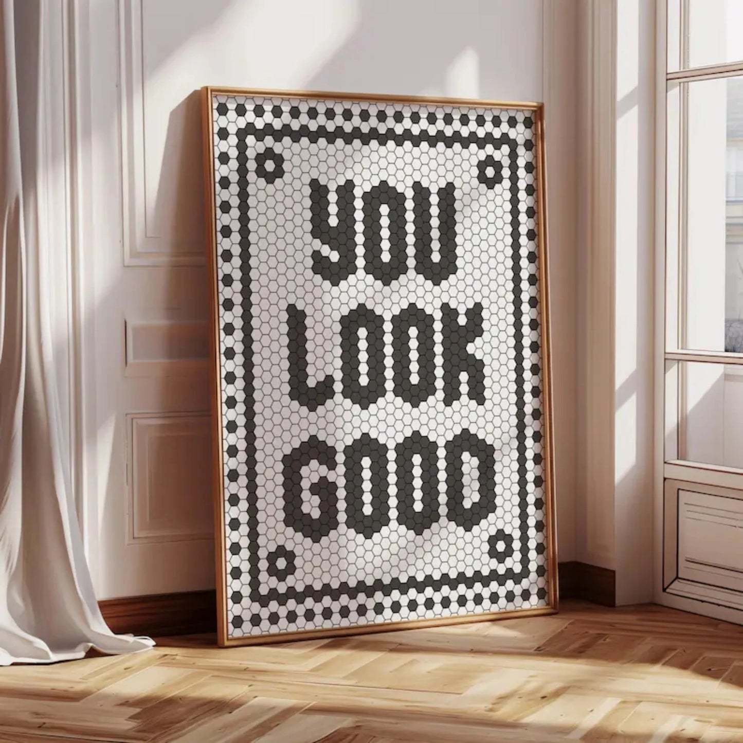 "You Look Good" Quote Hexagon Canvas Wall Art Print