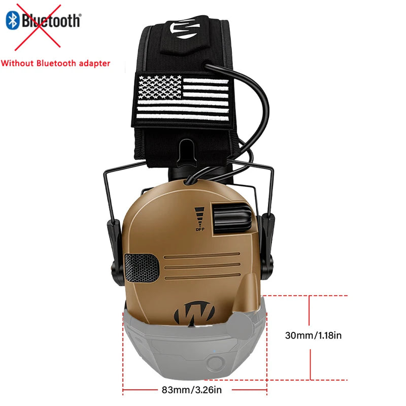 Electronic Shooting Earmuff reduce noise to protect hearing train tactical headphones to strengthen human voice Headset Foldable Peaceful Pleasures Health and Wellness W1 Brown without BT