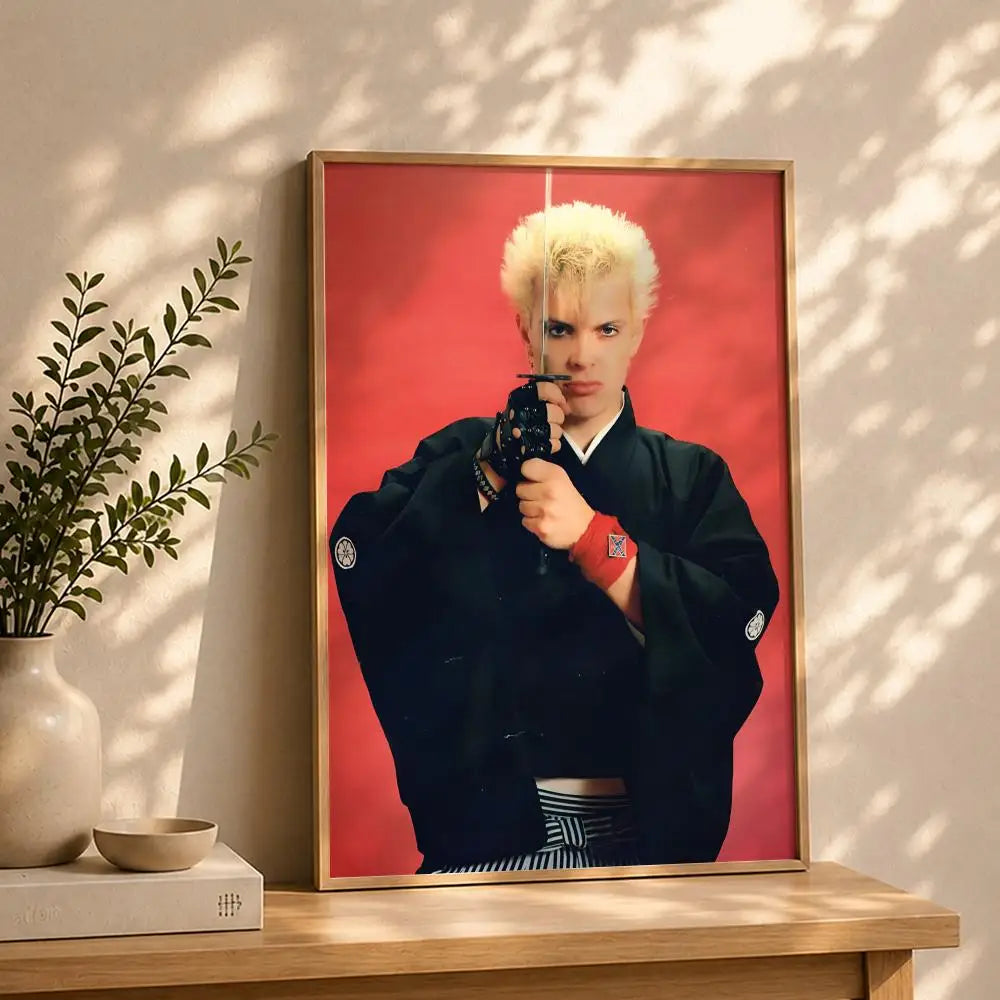 Singer B-Billy IdolS Poster HD Self Adhesive Waterproof Wall Art Ideal for Home Office Dorm Bedroom Great Gift Peaceful Pleasures Health and Wellness White5 15X20cmNoframe