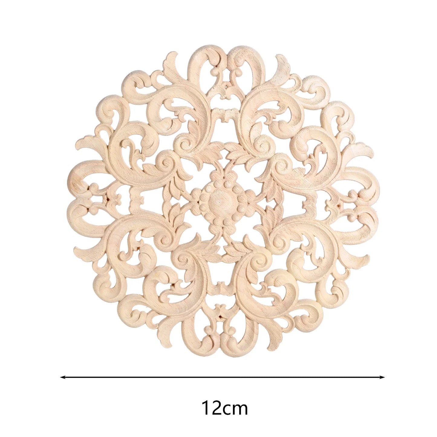 Round Flower Carved Wood Decal | Furniture & Cabinet Applique