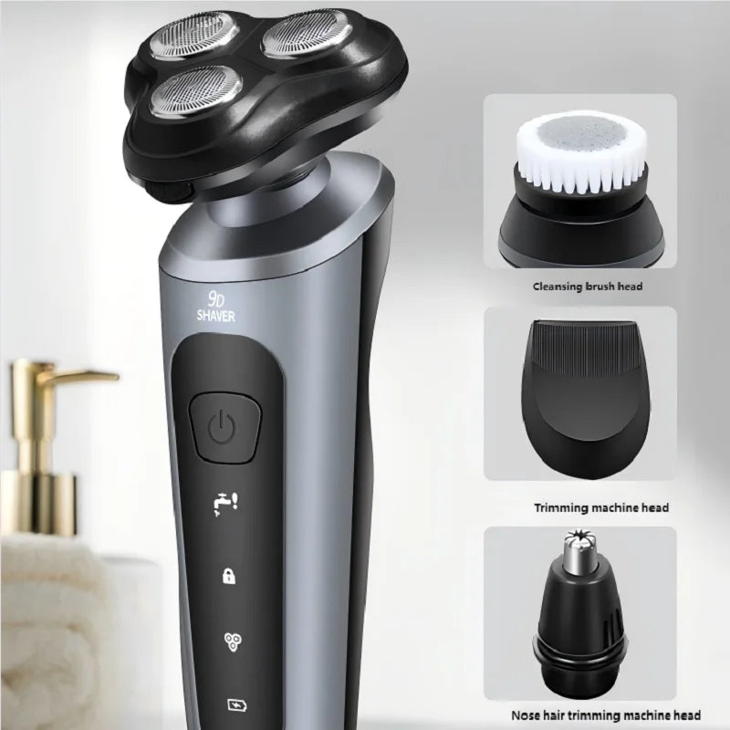 Men's Intelligent Rechargeable Shaver Wet/Dry Beard Razor ABS Tondeuse Dissolving Beard Rechargeable Razor for Smooth Skin Peaceful Pleasures Health and Wellness