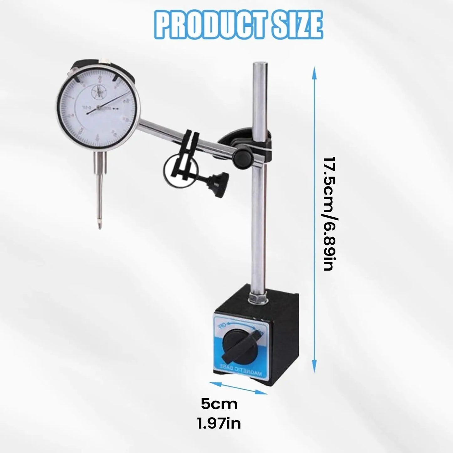 Dial Indicator Magnetic Base Long Arm 0-1" Precision Gauge