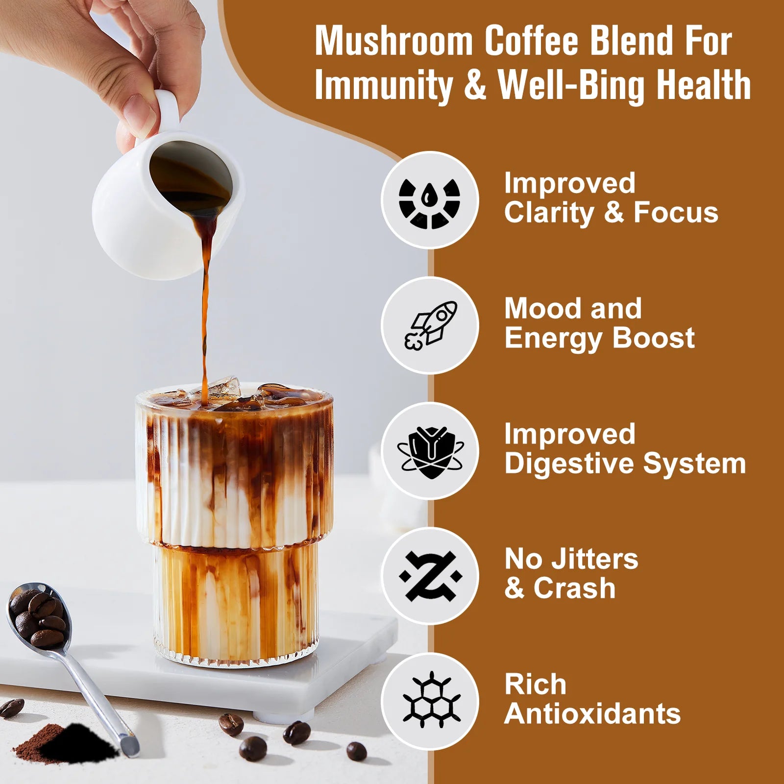 Mushroom Coffee Blend – 10-in-1 Superfood Powder Dietary Supplement Peaceful Pleasures Health and Wellness