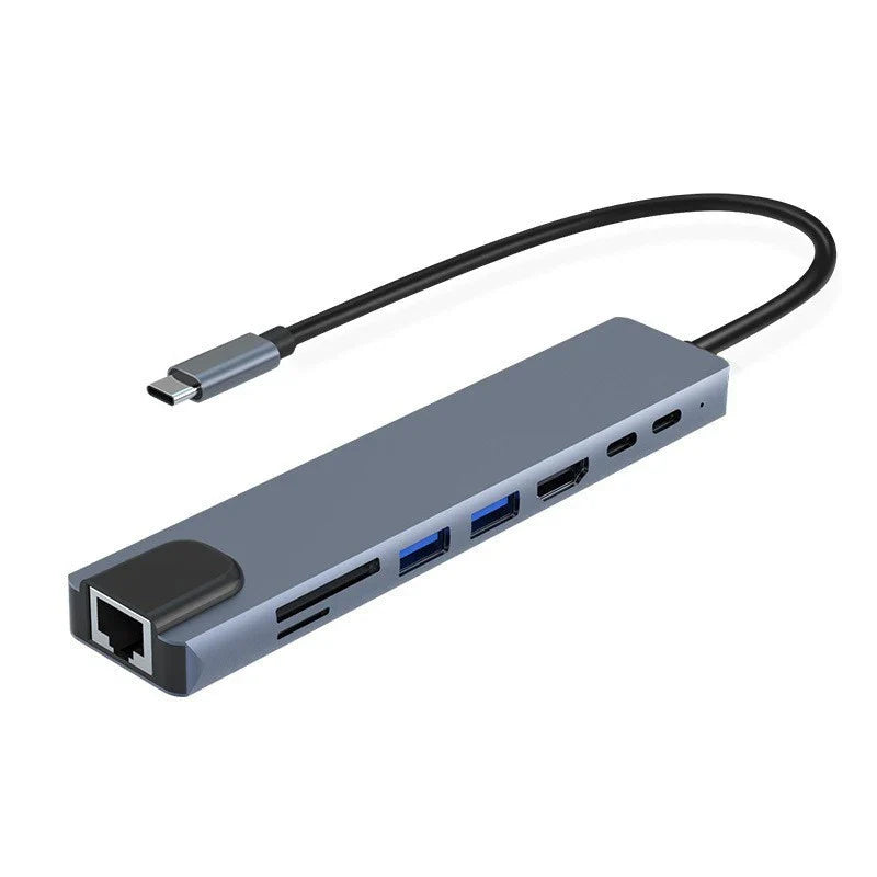 8-in-1 USB-C Hub – USB 3.0, PD Charging & SD Card Reader