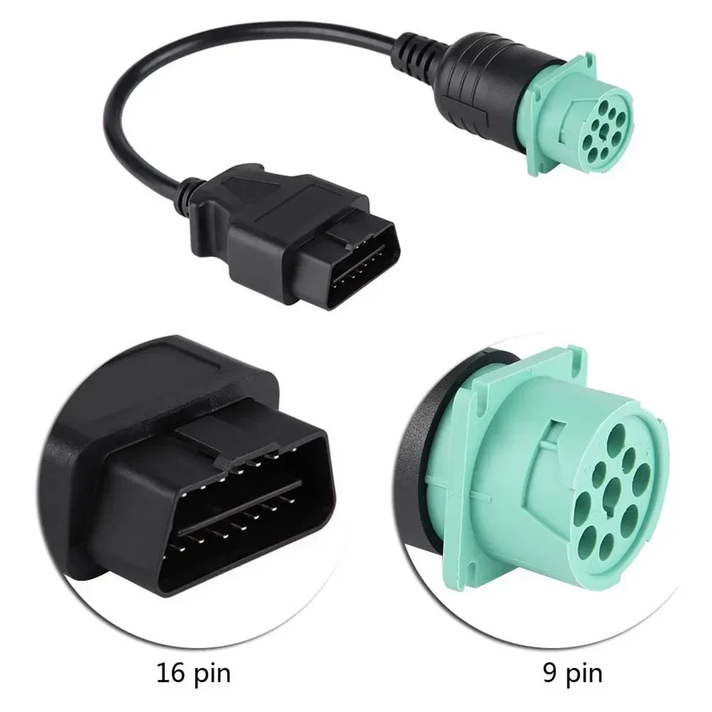 9 Pin to 16 Pin OBD2 Truck Diagnostic Scanner Cable Adapter J1962-J1939 for Cummins Diesel Engine Peaceful Pleasures Health and Wellness