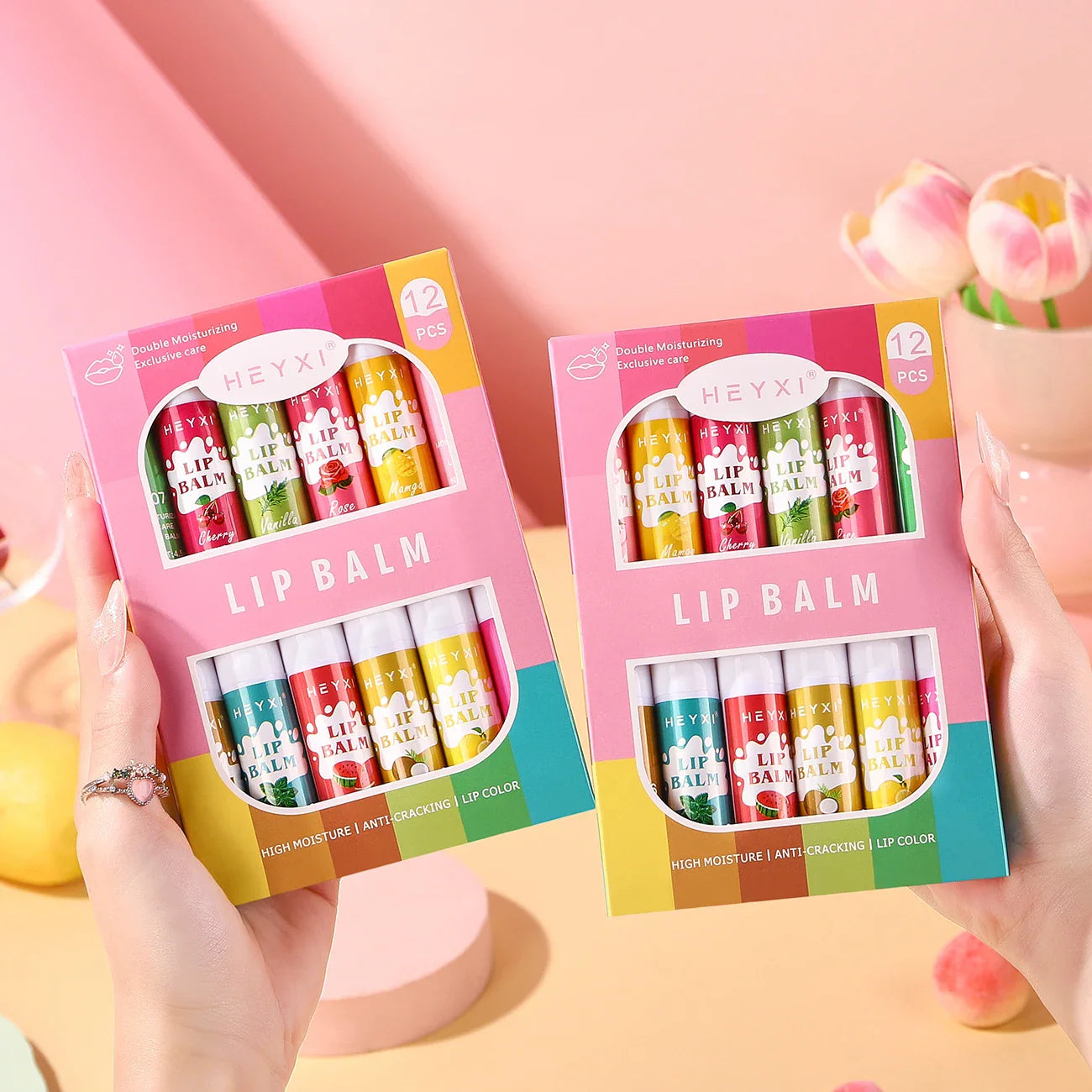 12-Piece Fruity Lip Balm Gift Set – 24Hr Moisturizing Lip Care