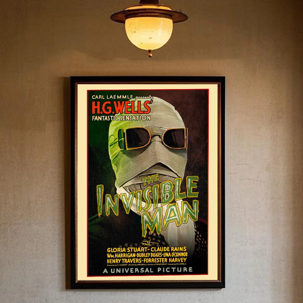 Vintage Universal Monsters Horror Movie Poster | Waterproof PVC Movie Wall Poster Peaceful Pleasures Health and Wellness z1 15X20cmNoframe