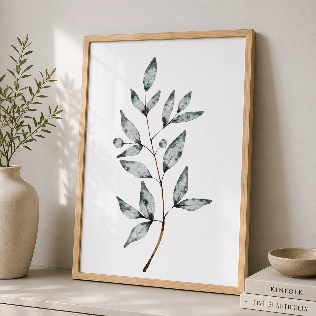 Nordic Botanical Canvas Wall Art – Plant Leaf Minimalist Poster Canvas Wall Art Peaceful Pleasures Health and Wellness
