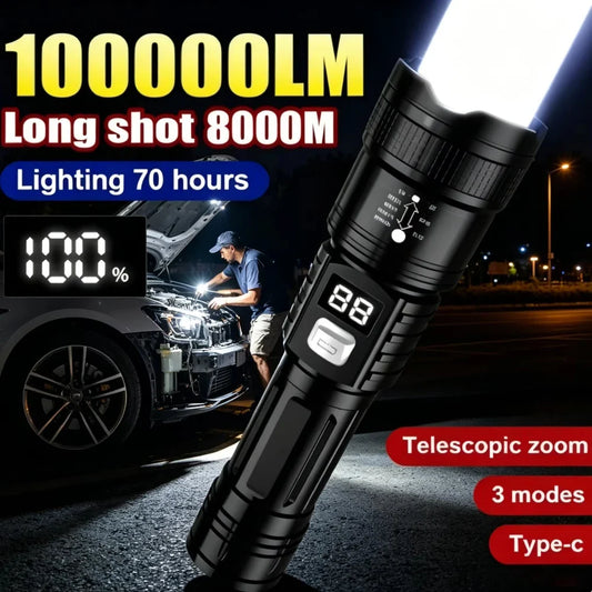 Rechargeable LED Flashlight – Zoomable Waterproof Outdoor Torch Rechargeable LED Torch Oasis Select