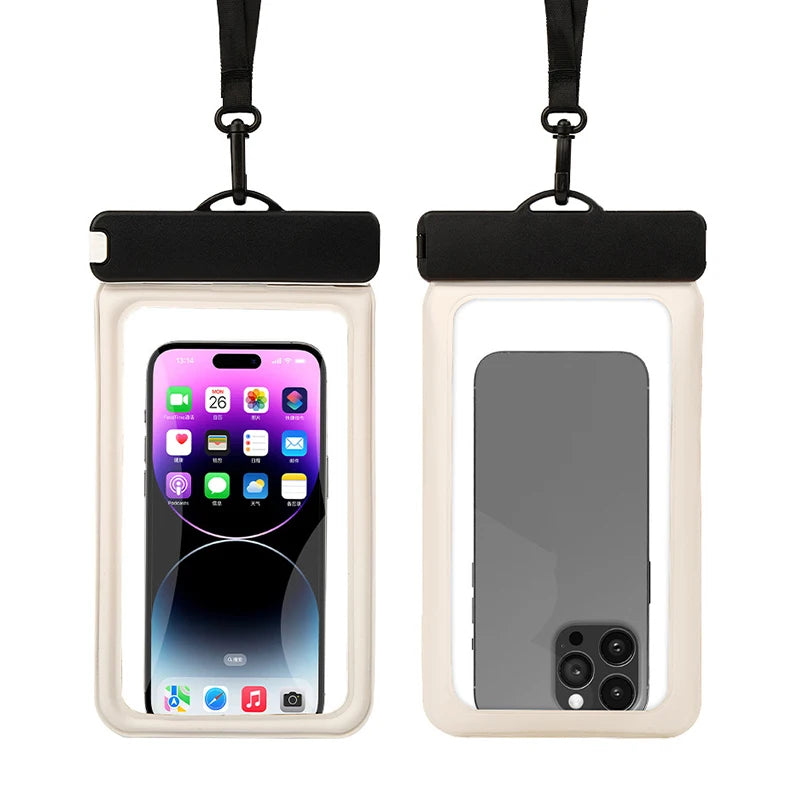 phone waterproof case phone armbands and pouches diving phone case swimming bag phone IPX8 waterproof bag under water floating Peaceful Pleasures Health and Wellness White