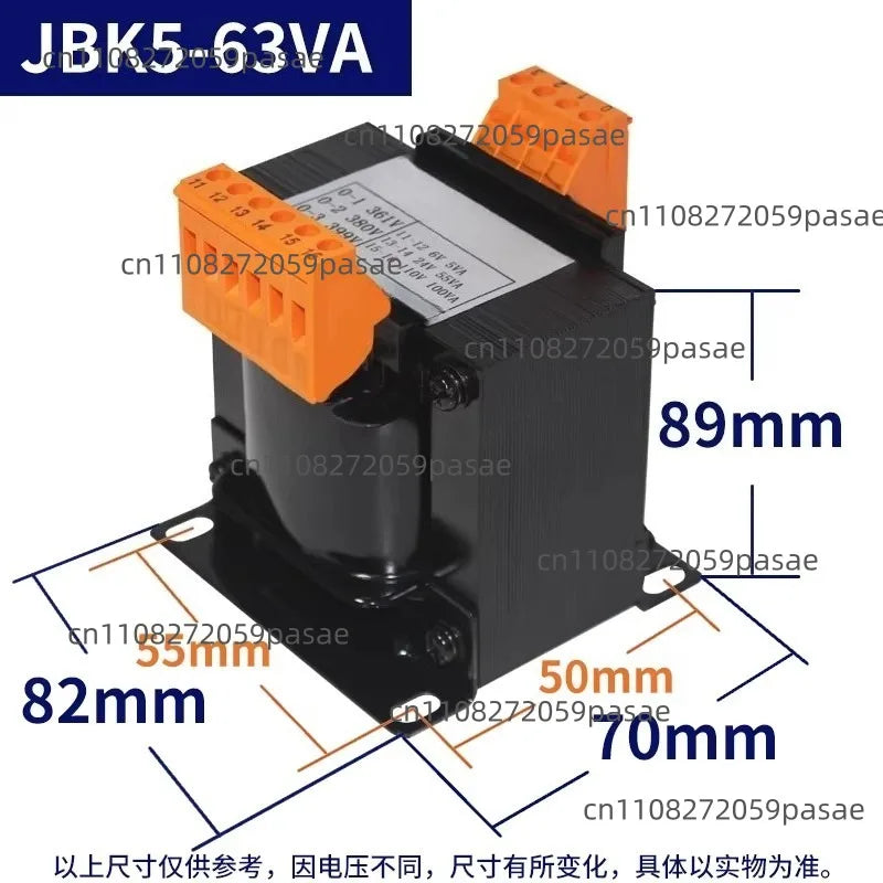 JBK3/JBK5 Machine Tool Control Transformer – Dry Isolation 63–250VA
