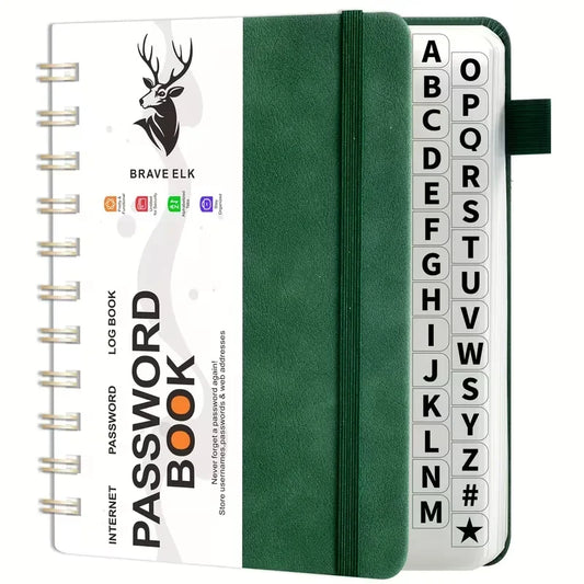 B6 Spiral Bound Password Book Alphabetical Tabs Hardcover Internet Peaceful Pleasures Health and Wellness