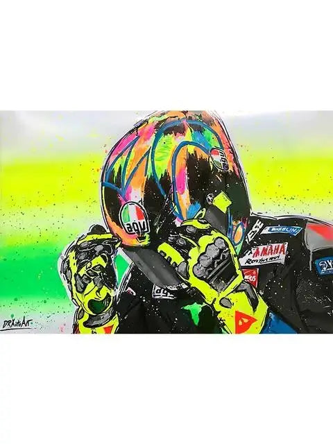 Valentino Rossi Watercolor Motorcycle Racer HD Canvas Print, Motorbike Racing Wall Art Poster for Home Decor Peaceful Pleasures Health and Wellness 4 40x50cm Unframed