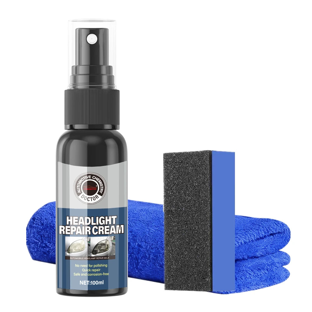 Car Headlight Coating Spray Liquid Car Light Cleaner And Restorer UV Resistant Long Lasting Head Light Coating Spray For car SUV Peaceful Pleasures Health and Wellness 100ml set