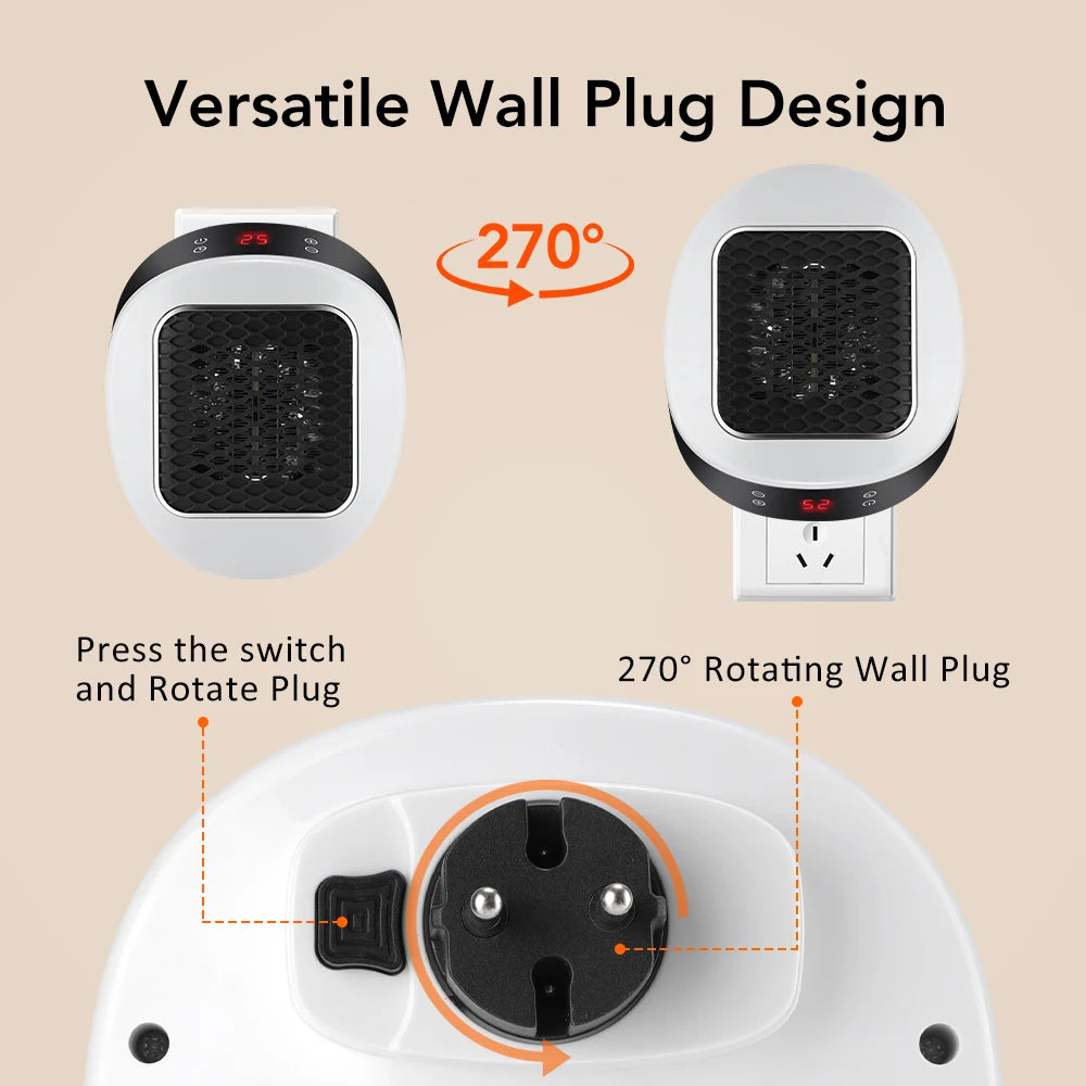 600W Home Electric Heater Winter Body Warmer Portable Wall Plug Space Heater with Remote Control Office Fast Heating Heater Mini Peaceful Pleasures Health and Wellness