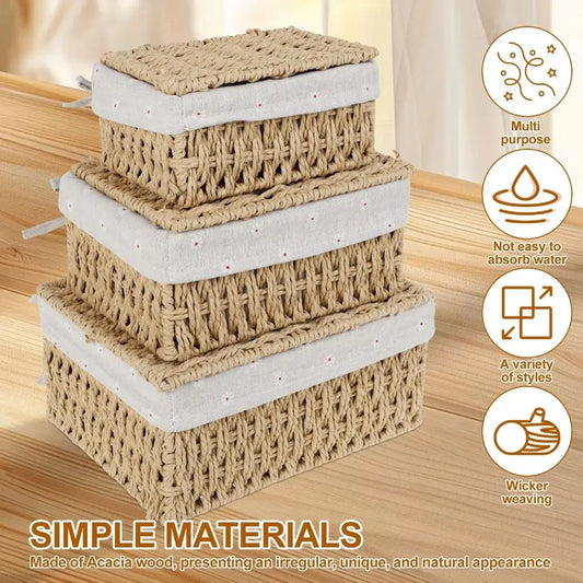 Rustic Hand-Woven Wicker Storage Basket | Bohemian Hamper S/M/L Woven Storage Basket Oasis Select