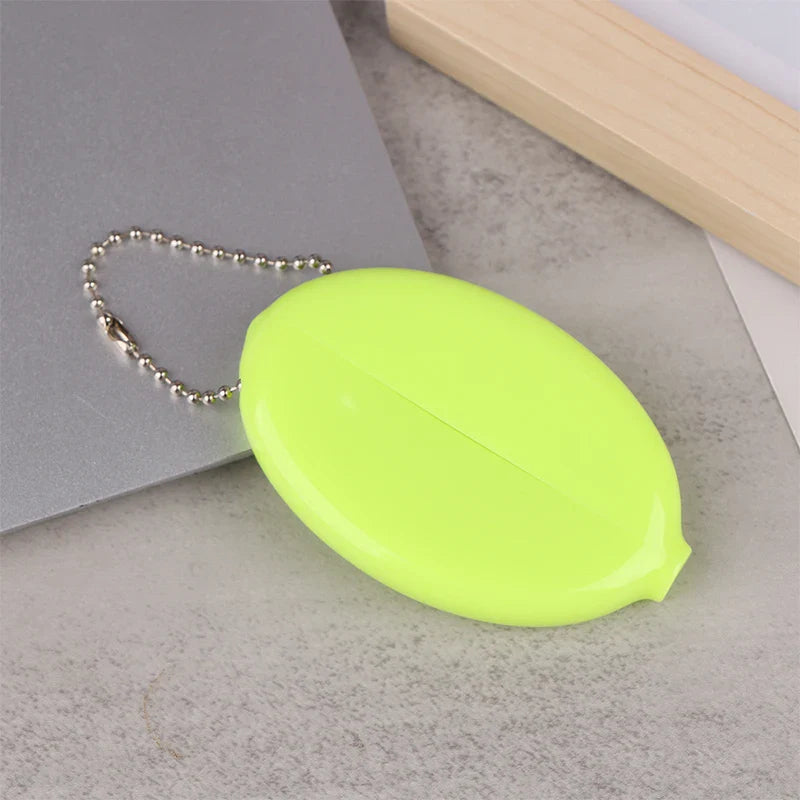 Oval PVC Coin Purse with Chain – Mini Jewelry & Coins Bag