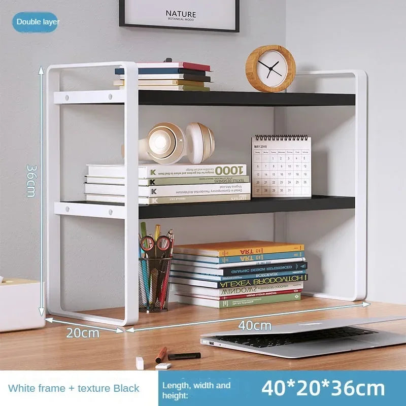 Desktop Wood & Iron Storage Shelf Desk Organizer Rack