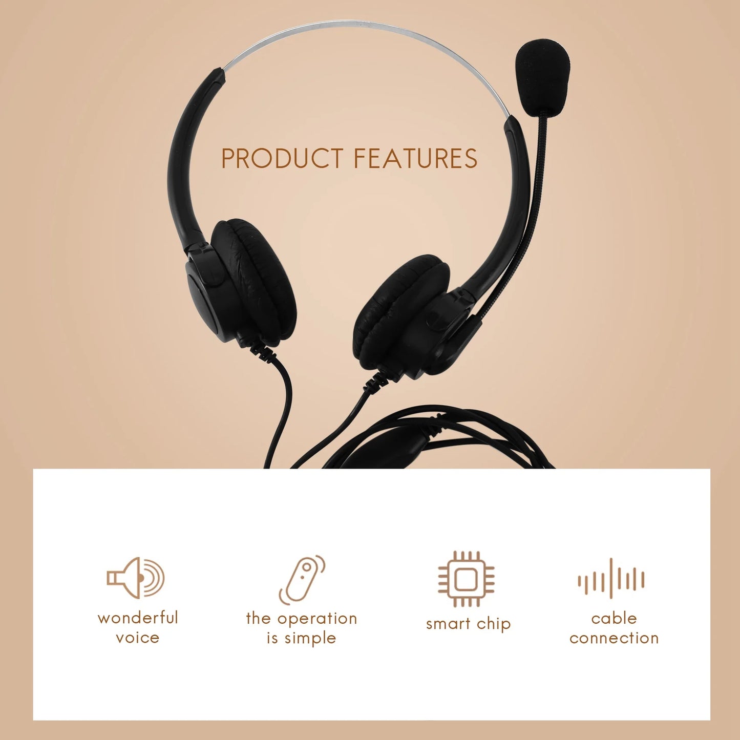 VH500D RJ9 Bilateral Headphone Hands-Free Call Center Noise Cancelling Corded with Adjustable Mic for Telephone Set Peaceful Pleasures Health and Wellness