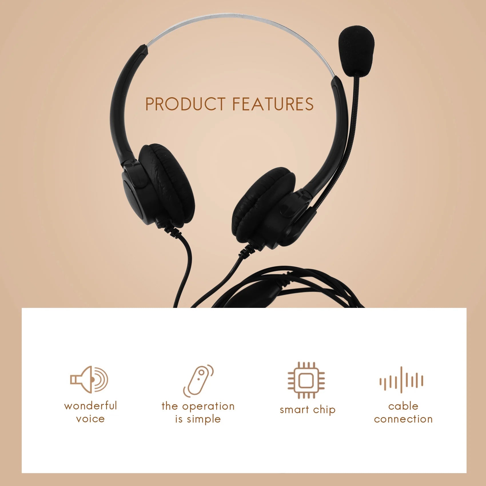VH500D RJ9 Bilateral Headphone Hands-Free Call Center Noise Cancelling Corded with Adjustable Mic for Telephone Set Peaceful Pleasures Health and Wellness