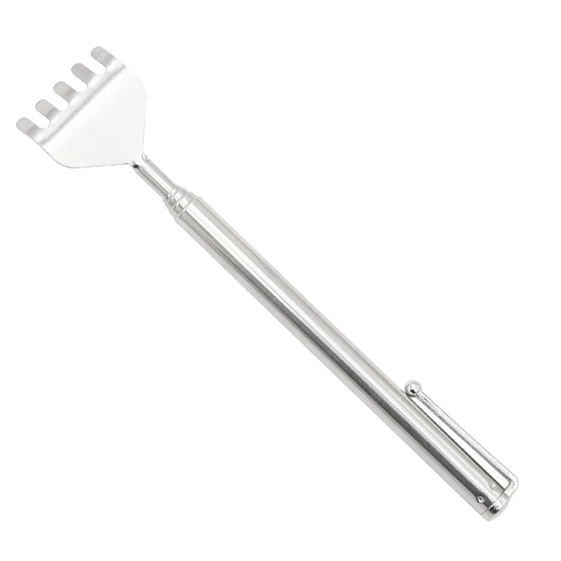 Adjustable Extendable Telescopic Back Scraper Portable Massage Tool Comfort Scratch Massage Pen clip itching scratch Peaceful Pleasures Health and Wellness Silver