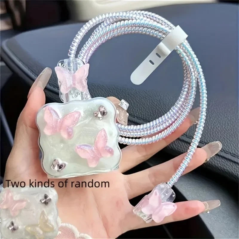 Butterfly Charger Protective Case Cable Protector For iPhone 18W/20W Fast Charging Cable Data Anti-break Charger Protective Rope Peaceful Pleasures Health and Wellness