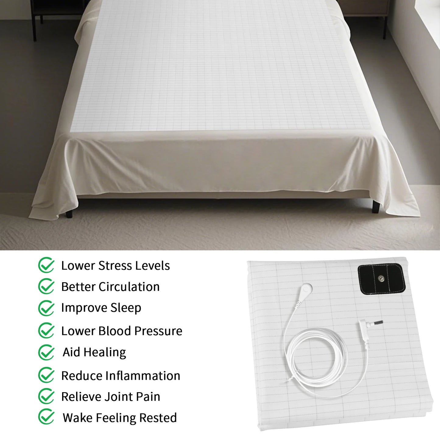 Grounding Bed Sheet | Silver Fiber & Organic Cotton Earthing Mat