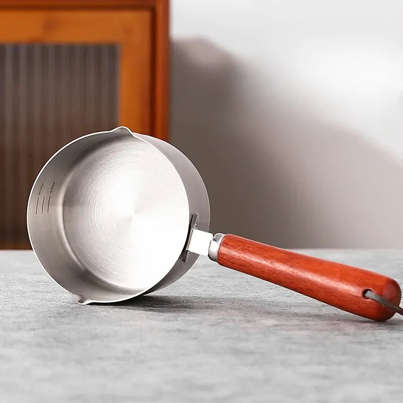 Stainless Steel Measuring Spoon with Handle Sauce Cup Wooden Handle Dipping Sauce Cup with Handle Measuring American Western Peaceful Pleasures Health and Wellness