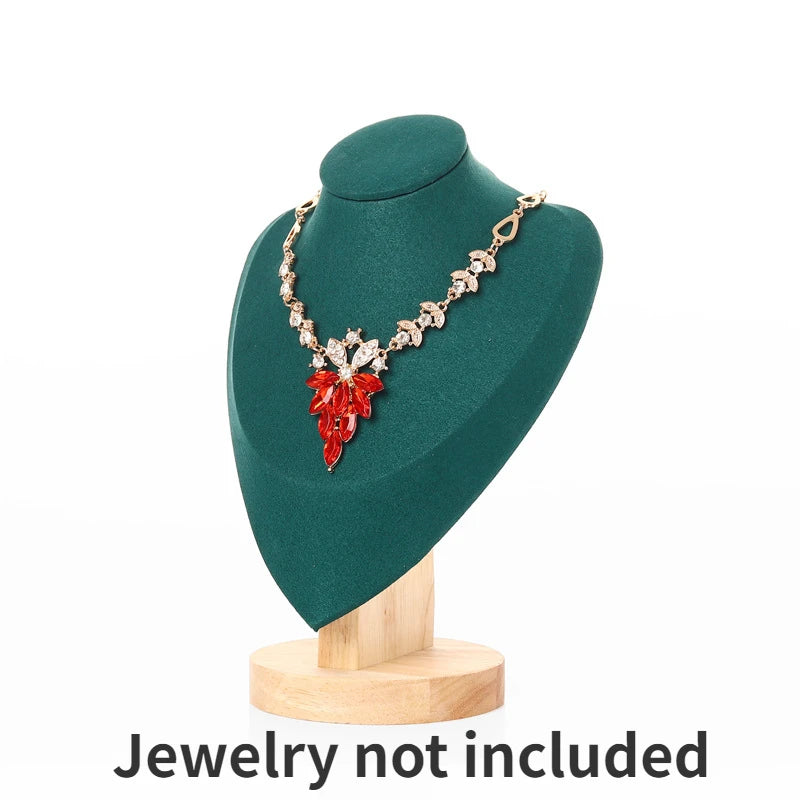 Model Bust Show Exhibitor Velvet Jewelry Display Necklace Pendants Mannequin Jewelry Stand Organizer 3 Colors Peaceful Pleasures Health and Wellness Green M