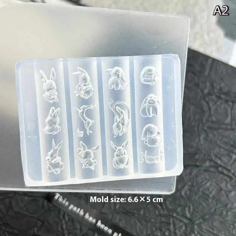 Cartoon Rabbit Bow Nail Art Silicone Mold Stamp DIY Manicure Tools for Nail Decoration Relief Accessory Peaceful Pleasures Health and Wellness A2