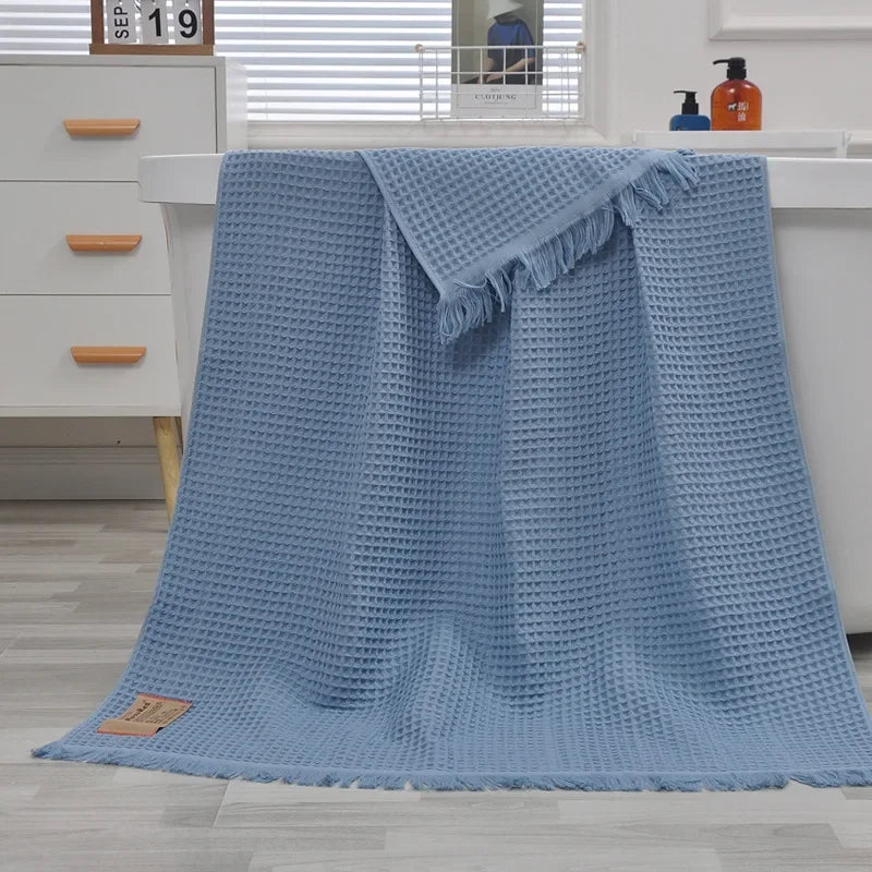 XXL Organic Cotton Waffle Bath Towel 90x180cm | Quick-Dry