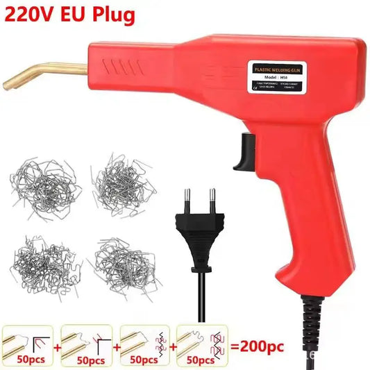 Plastic Welder Hot Nail Gun Welding Machine with 200 pcs Nails For Car Bumper Plastic Repair Soldering Gun Repair Tools EU Plug Peaceful Pleasures Health and Wellness 1 set