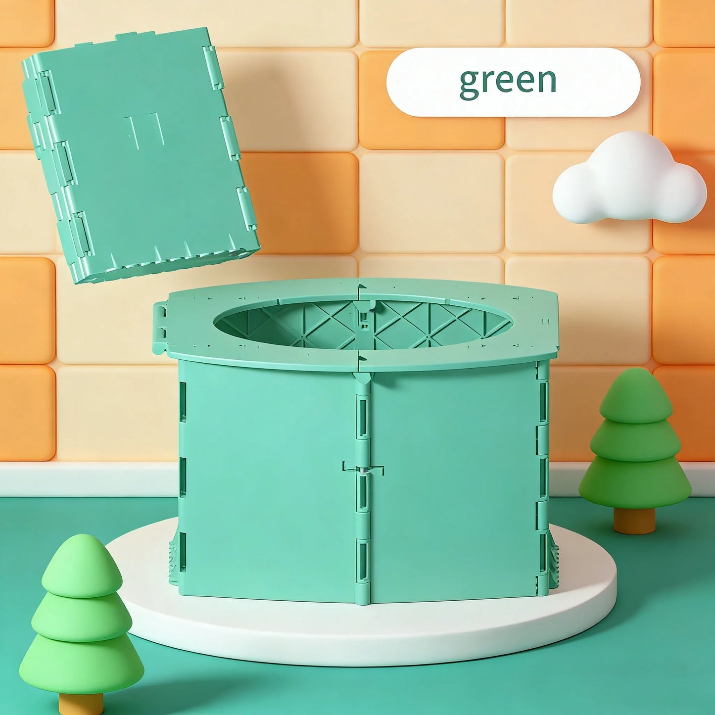 Baby Potty Portable Baby Toilet Seat Kids Potty Foldable Potty Training Basin Outdoor Travel Basin Bag Sturdy and Easy to Clean Peaceful Pleasures Health and Wellness Green