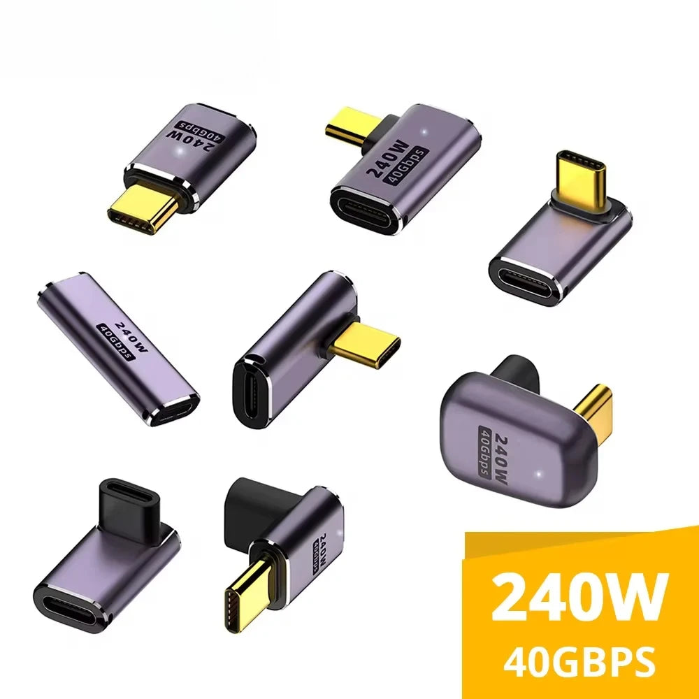 USB4 Type-C Adapter 240W PD 40Gbps 8K@60Hz Elbow OTG Converter Peaceful Pleasures Health and Wellness
