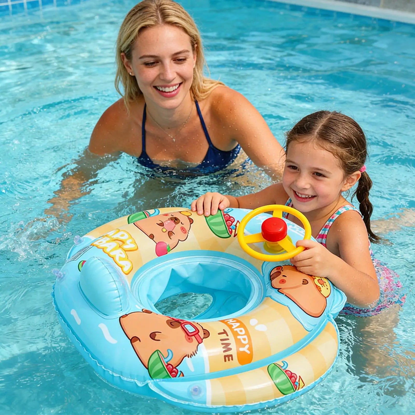 Inflatable Capybara Pool Float Cartoon Animal Floating Raft Kids Swimming Floatie For Summer Party Lake Beach Backyard Garden Peaceful Pleasures Health and Wellness