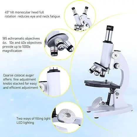 Optical Microscope 40X-2400X Primary School Children's University Middle School Professional Laboratory Peaceful Pleasures Health and Wellness