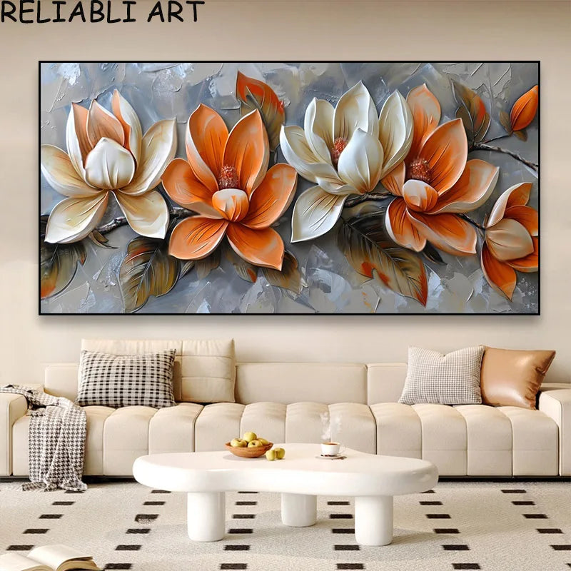3D Golden White Flower Tree Poster and Prints Light Luxury Canvas Painting Wall Art Pictures for Living Room Home Decor No Frame Peaceful Pleasures Health and Wellness flower 24 7-25-23 50x100cm