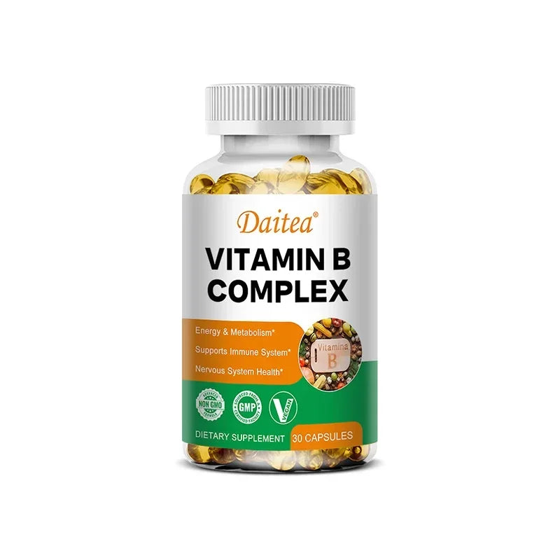 Organic Vitamin B Complex Supports Energy, Immune Health, Antioxidant Supplement - 30/60/120 Vegetarian Capsules Peaceful Pleasures Health and Wellness 30 count-1 bottle